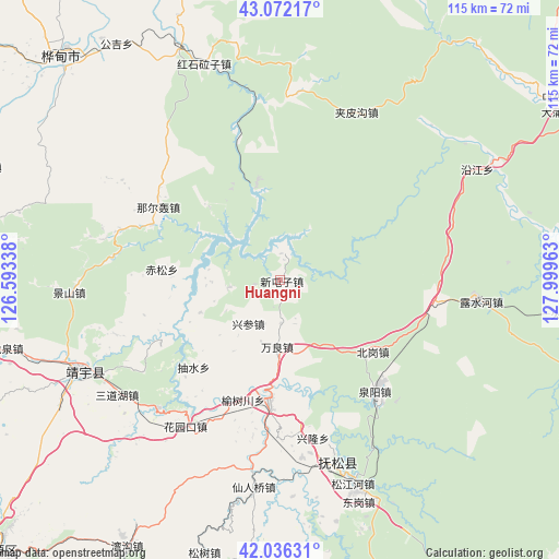 Huangni on map