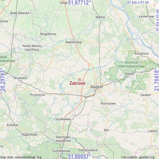 Zakrzew on map