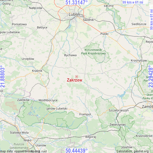 Zakrzew on map