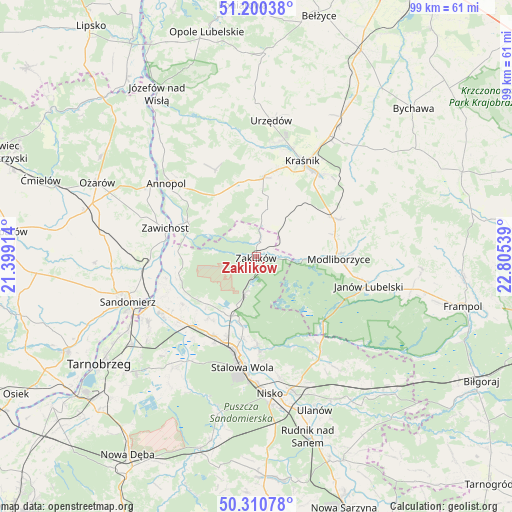 Zaklików on map