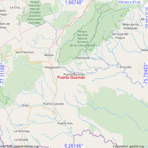 Puerto Guzmán on map