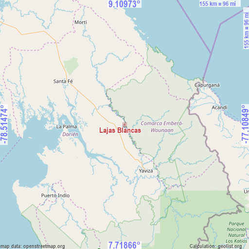Lajas Blancas on map
