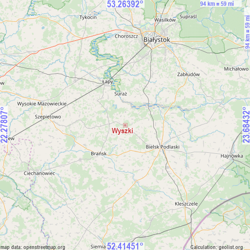 Wyszki on map