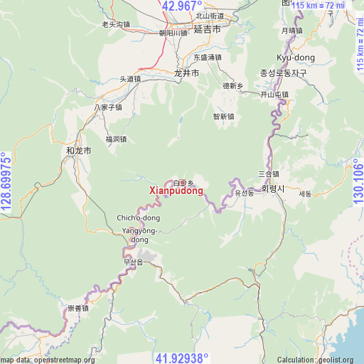 Xianpudong on map