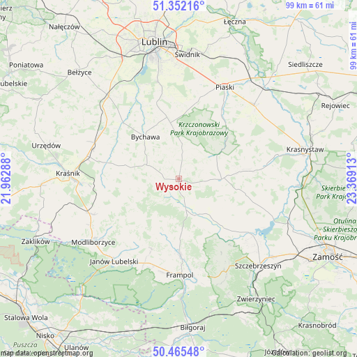 Wysokie on map