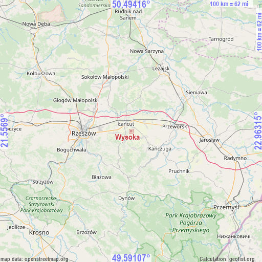 Wysoka on map