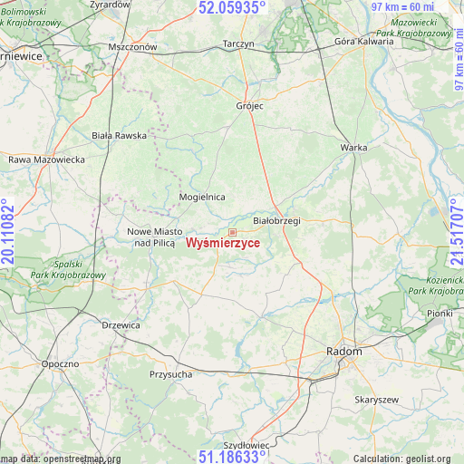 Wyśmierzyce on map