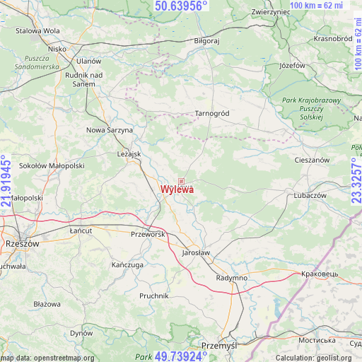 Wylewa on map