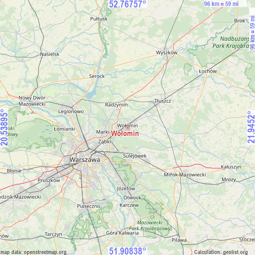 Wołomin on map