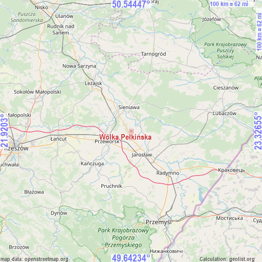 Wólka Pełkińska on map