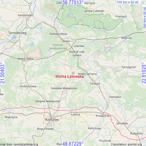 Wólka Łętowska on map