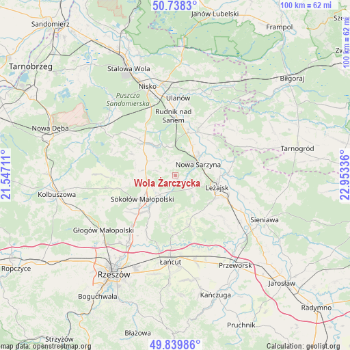 Wola Żarczycka on map