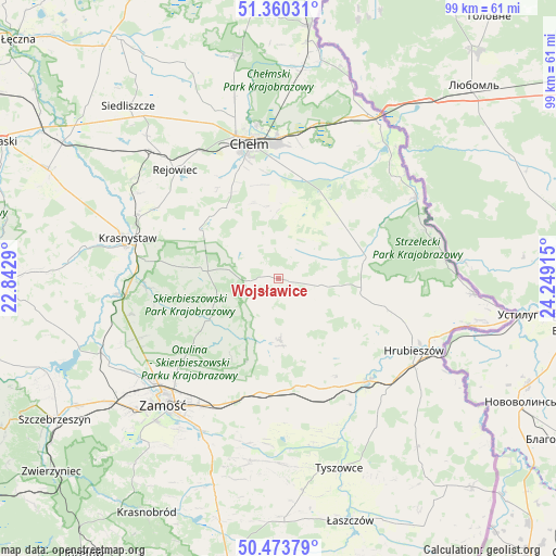 Wojsławice on map