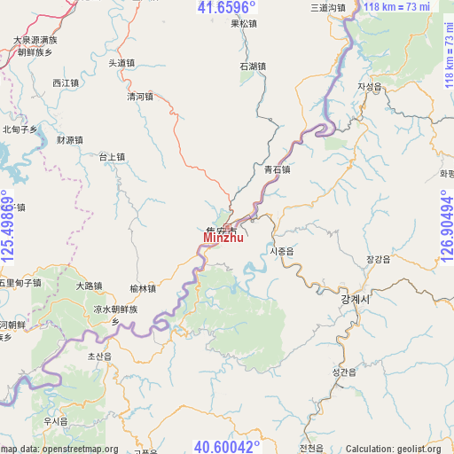 Minzhu on map