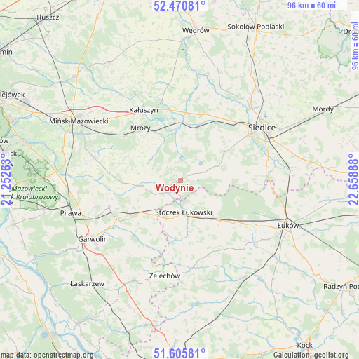 Wodynie on map