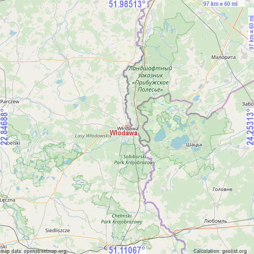 Włodawa on map