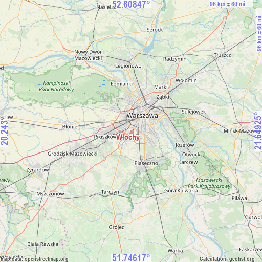 Włochy on map