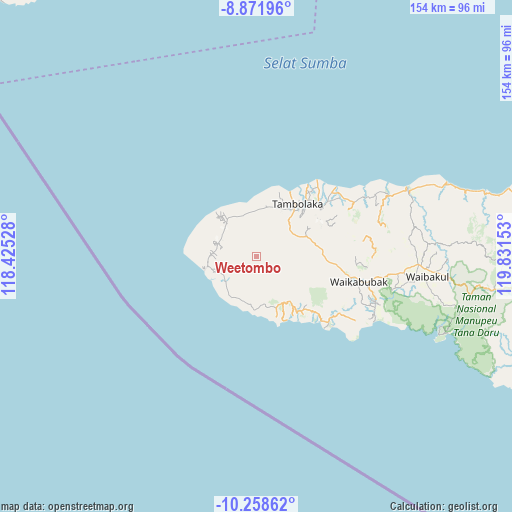 Weetombo on map