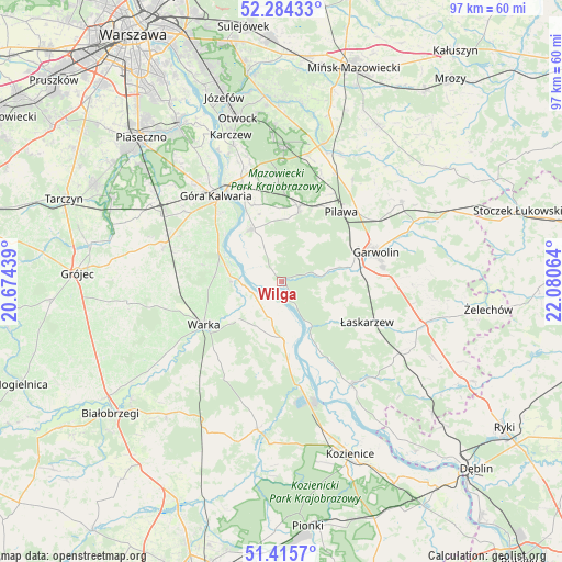 Wilga on map