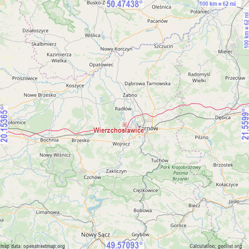 Wierzchosławice on map