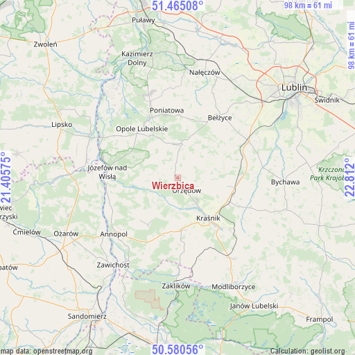 Wierzbica on map
