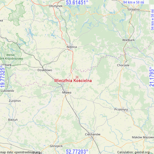 Wieczfnia Kościelna on map