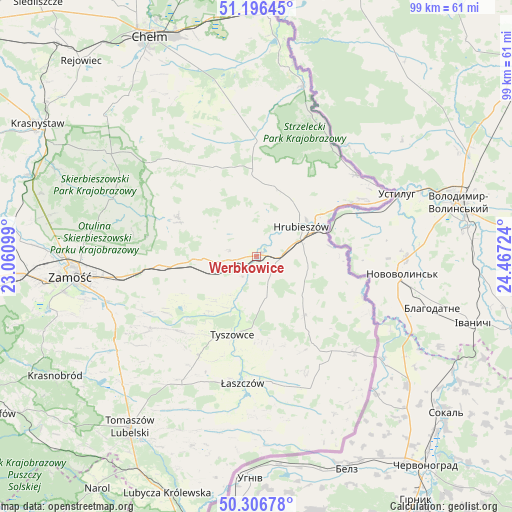 Werbkowice on map