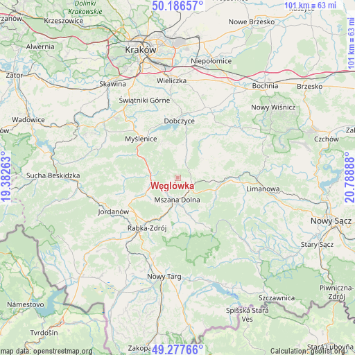 Węglówka on map