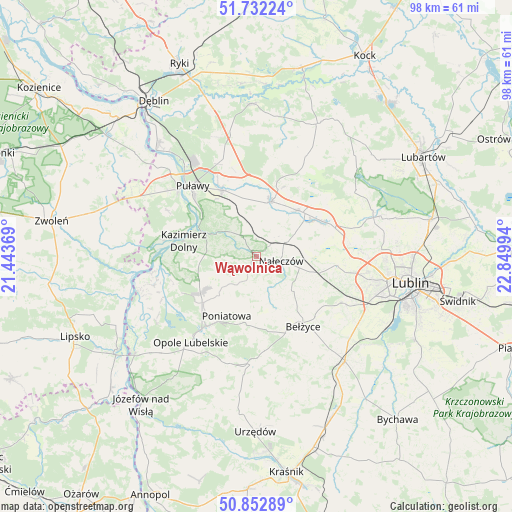 Wąwolnica on map