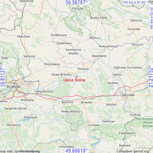 Uście Solne on map