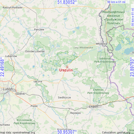 Urszulin on map