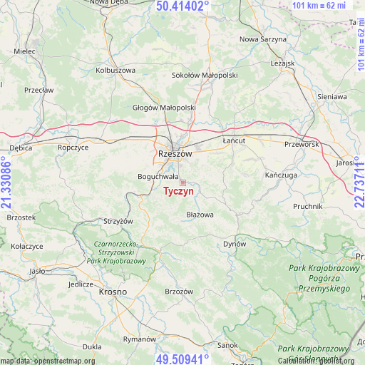 Tyczyn on map