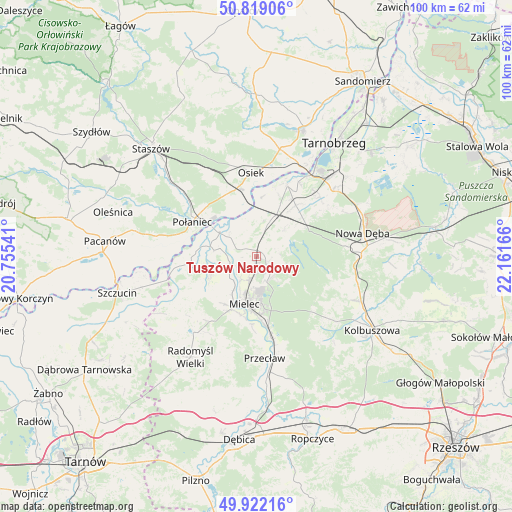 Tuszów Narodowy on map