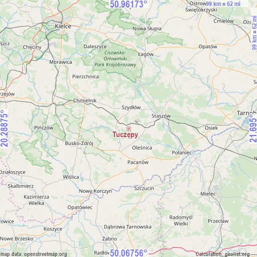 Tuczępy on map