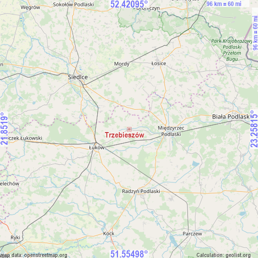 Trzebieszów on map