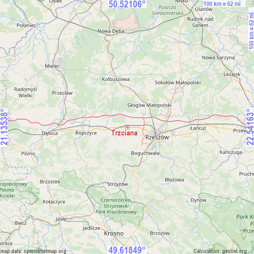 Trzciana on map