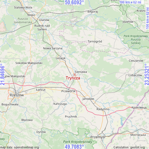 Tryńcza on map