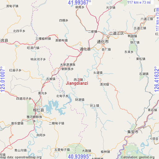 Jiangdianzi on map