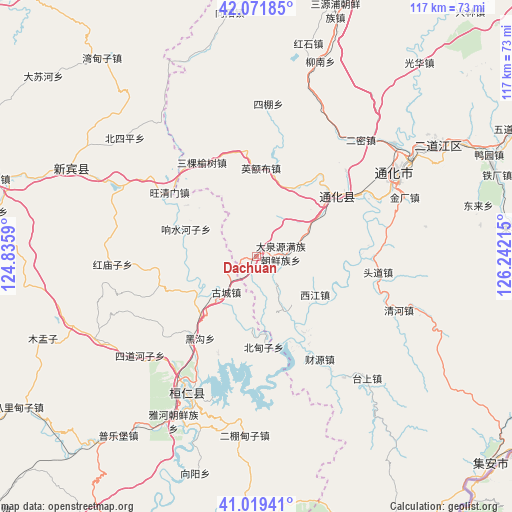 Dachuan on map