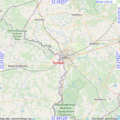 Terespol on map