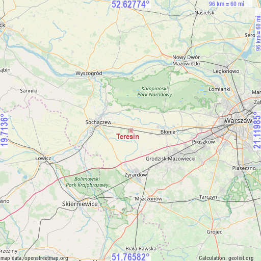 Teresin on map