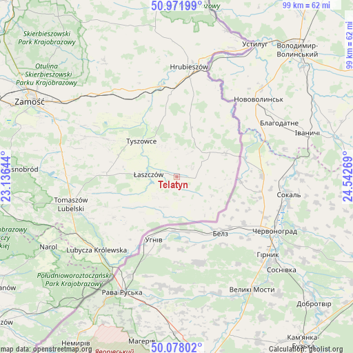 Telatyn on map