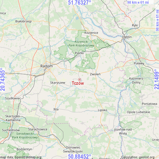 Tczów on map