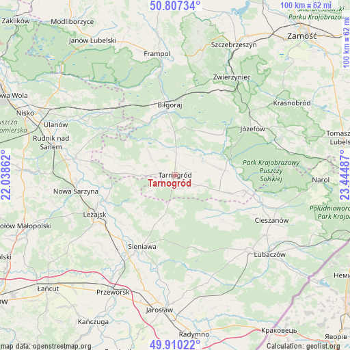 Tarnogród on map