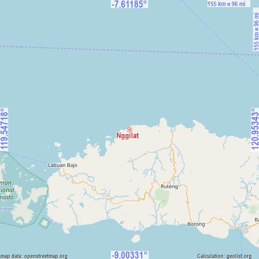 Nggilat on map