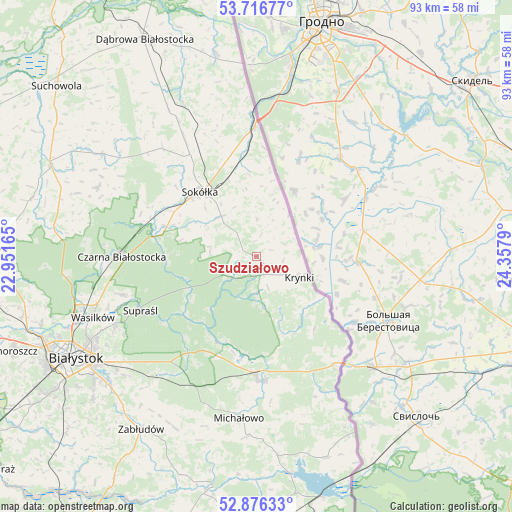 Szudziałowo on map