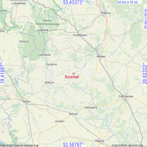 Szreńsk on map