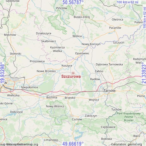 Szczurowa on map