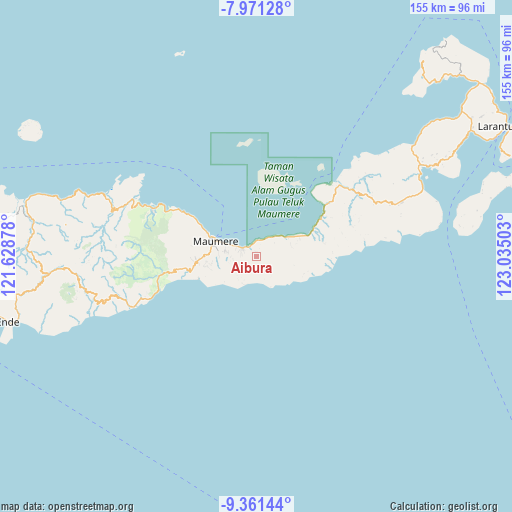Aibura on map