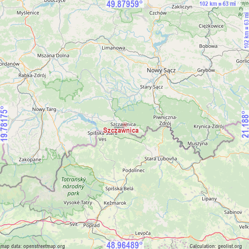 Szczawnica on map